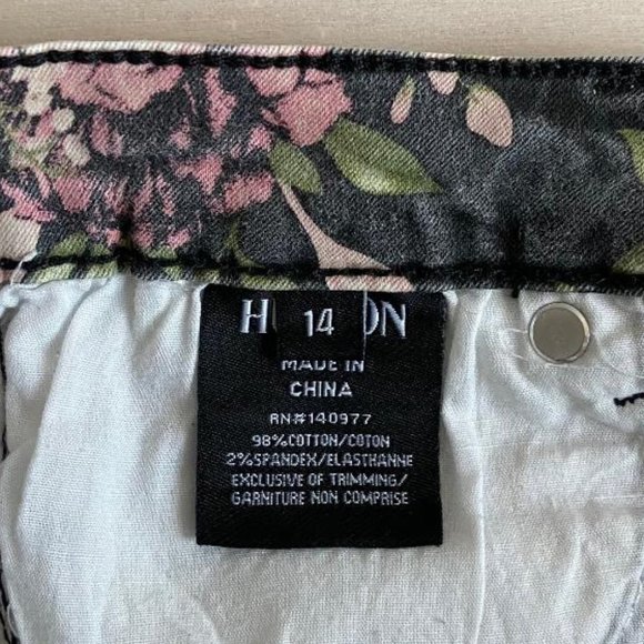 🌸2x HP!🌸 Hudson Jeans Girls Dixie Floral Print Skinny Raw Hem Jeans - Picture 9 of 15